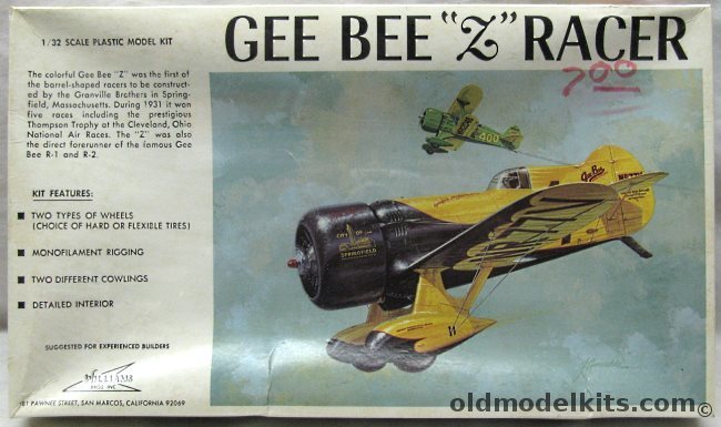 Williams Brothers 1/32 Gee Bee 'Z' Racer - 1931 Thompson Trophy Winner - Wasp Jr or Wasp Sr. Aircraft, 32-426 plastic model kit